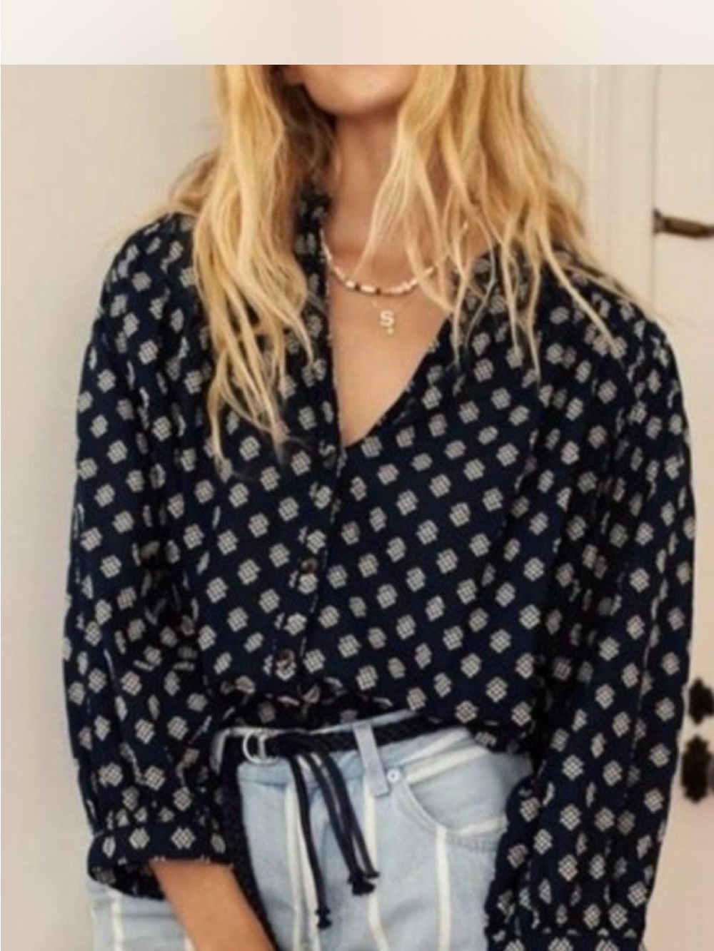 NWT Antropologie Blue Pamela in size Large in Navy